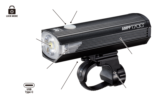 LUZ DELANTERA CATEYE AMPP1700 | 1700 LÚMENES | RECARGABLE USB-C PARA CICLISMO