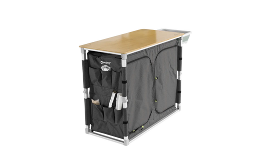 MUEBLE DE COCINA Y ALMACENAMIENTO OUTWELL PADRES XL | ENCIMERA DE BAMBÚ | ARMARIO PLEGABLE DE 4 ESTANTES