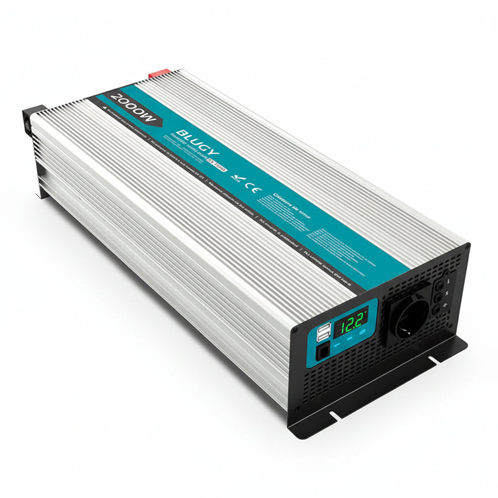 BLUGY INVERSOR 12V 2000W ONDA SINUSOIDAL PURA CON FUNCIÓN BY-PASS