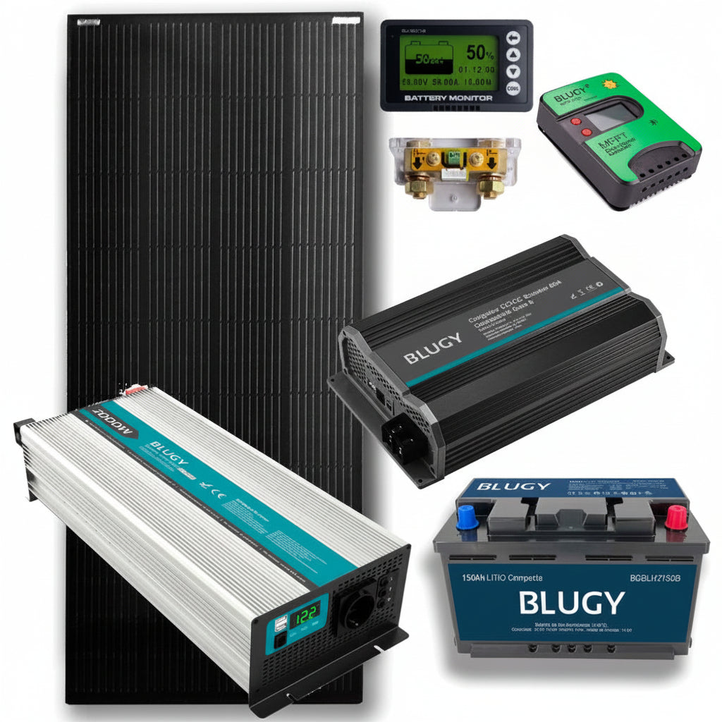 BLUGY PACK DE ENERGÍA PREMIUM DE LITIO 12V CON INVERSOR 2000W
