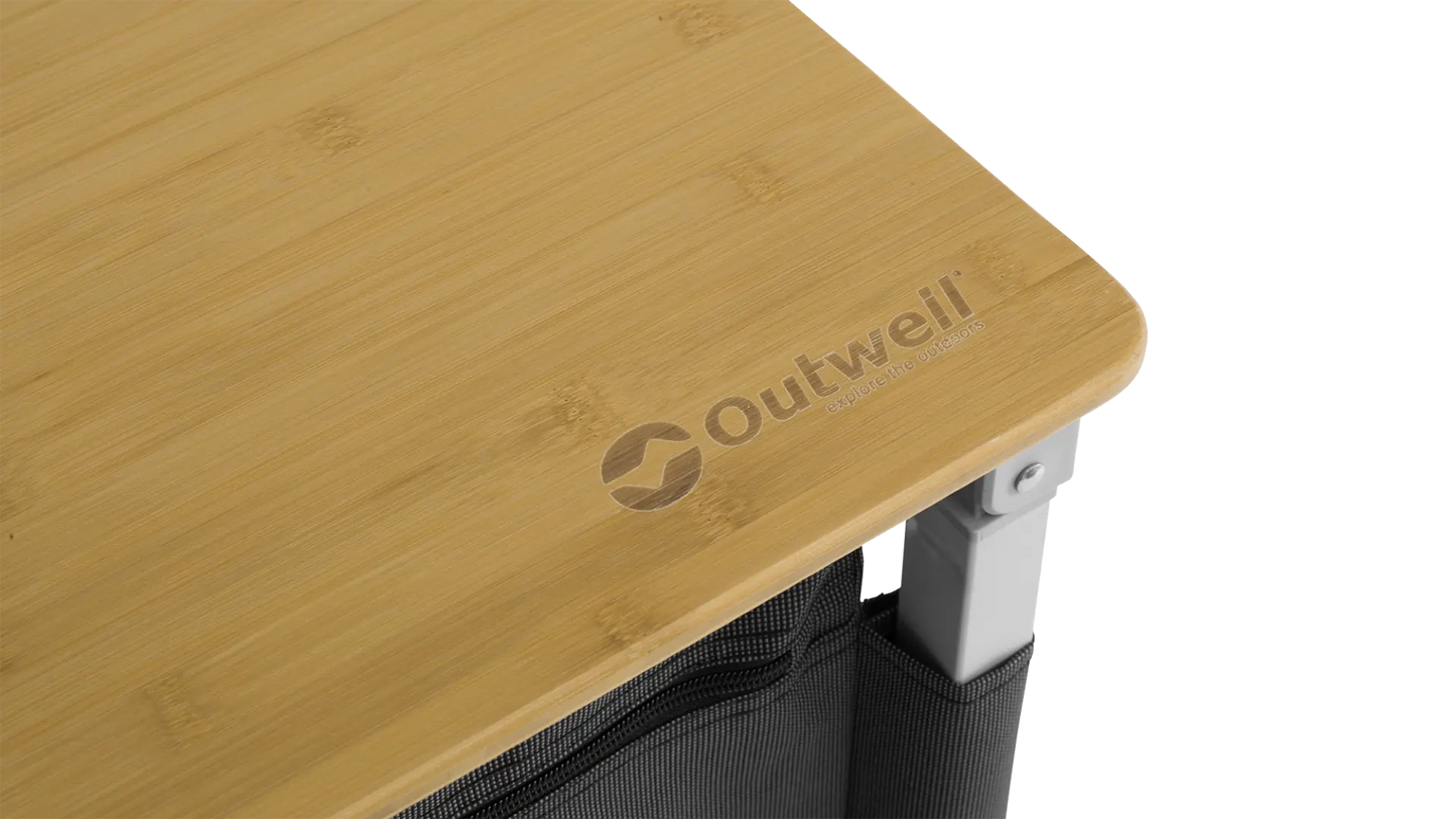 MUEBLE DE COCINA Y ALMACENAMIENTO OUTWELL PADRES XL | ENCIMERA DE BAMBÚ | ARMARIO PLEGABLE DE 4 ESTANTES