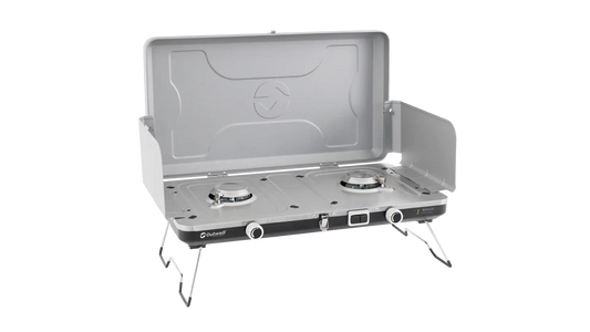 COCINA DE CAMPING PORTÁTIL DE DOBLE QUEMADOR MERAPI OUTWELL | 2 X 3000W | ENCENDIDO PIEZO