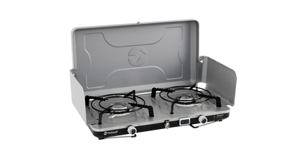 COCINA DE CAMPING PORTÁTIL DE DOBLE QUEMADOR OUTWELL | 2 X 3000W | CON PLANCHA Y PIEZO