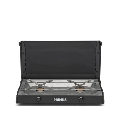 COCINA DE CAMPING DE DOBLE QUEMADOR COMPACTA KINJIA PRIMUS | 2 X 3000W | CIERRE CON ASA DE ROBLE