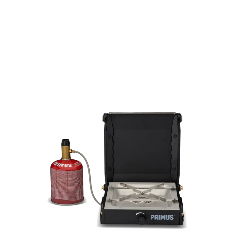 COCINA DE CAMPING PORTÁTIL MONOFUEGO PREMIUM MOJA PRIMUS | 3000W | ASA DE MADERA Y CIERRE COMPACTO