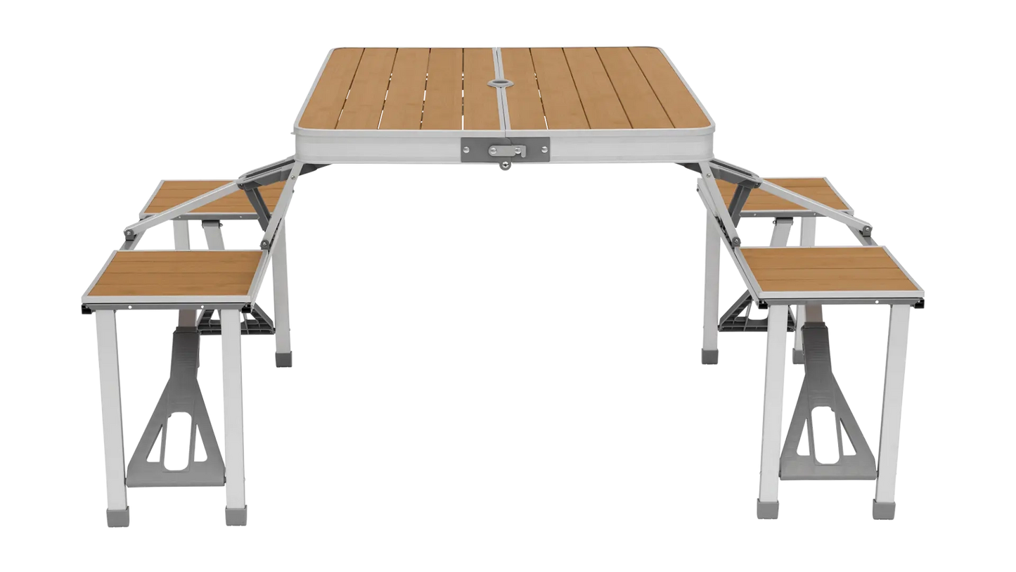 MESA DE PICNIC PORTÁTIL CON ASIENTOS OUTWELL DAWSON | TABLERO DE BAMBÚ Y ALUMINIO