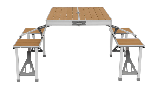 MESA DE PICNIC PORTÁTIL CON ASIENTOS OUTWELL DAWSON | TABLERO DE BAMBÚ Y ALUMINIO