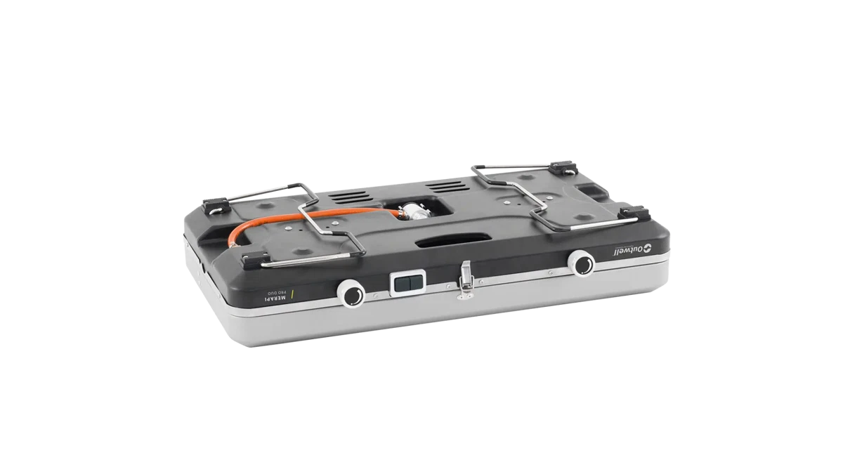 COCINA DE CAMPING PORTÁTIL DE DOBLE QUEMADOR MERAPI OUTWELL | 2 X 3000W | ENCENDIDO PIEZO