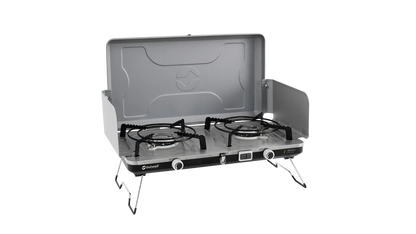 COCINA DE CAMPING PORTÁTIL DE DOBLE QUEMADOR MERAPI OUTWELL | 2 X 3000W | ENCENDIDO PIEZO