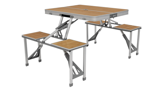 MESA DE PICNIC PORTÁTIL CON ASIENTOS OUTWELL DAWSON | TABLERO DE BAMBÚ Y ALUMINIO