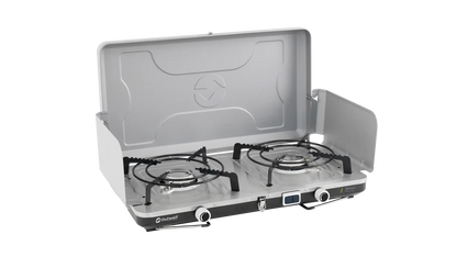 COCINA DE CAMPING PORTÁTIL DE DOBLE QUEMADOR MERAPI OUTWELL | 2 X 3000W | ENCENDIDO PIEZO