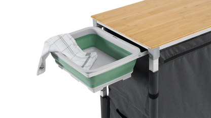 MUEBLE DE COCINA MÓVIL OUTWELL PADRES CON MESA LATERAL | ENCIMERA DE BAMBÚ | ARMARIO PLEGABLE COMPLETO