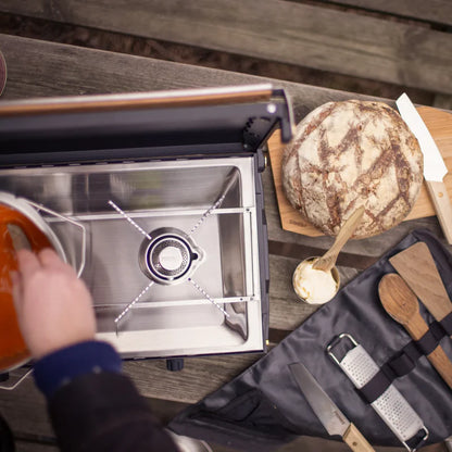 COCINA DE CAMPING DE DOBLE QUEMADOR COMPACTA KINJIA PRIMUS | 2 X 3000W | CIERRE CON ASA DE ROBLE