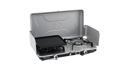 COCINA DE CAMPING PORTÁTIL DE DOBLE QUEMADOR OUTWELL | 2 X 3000W | CON PLANCHA Y PIEZO