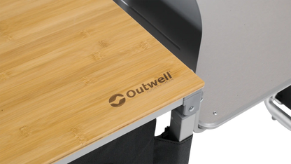 MUEBLE DE COCINA MÓVIL OUTWELL PADRES CON MESA LATERAL | ENCIMERA DE BAMBÚ | ARMARIO PLEGABLE COMPLETO