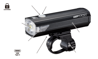 LUZ DELANTERA CATEYE AMPP1700 | 1700 LÚMENES | RECARGABLE USB-C PARA CICLISMO