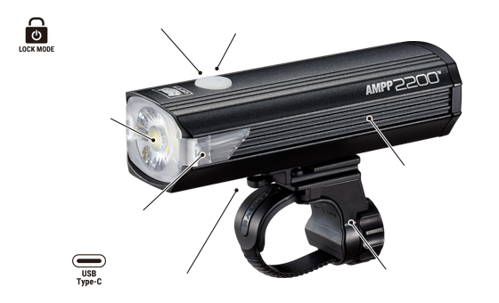 LUZ DELANTERA CATEYE AMPP2200 | 2200 LÚMENES | RECARGABLE USB-C PARA CICLISMO