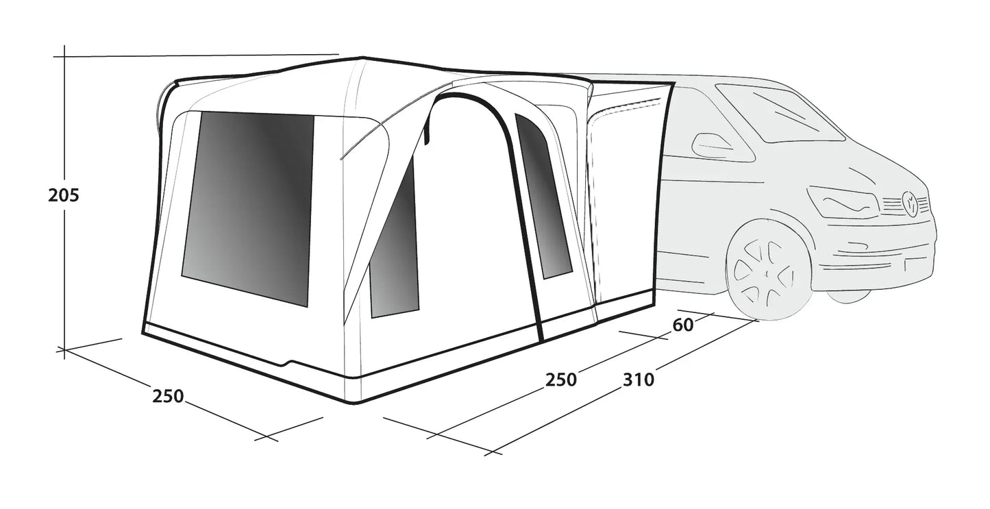 AVANCE HINCHABLE PARA FURGONETA OUTWELL DAYTONA AIR | ALTURA 175-200 CM | MONTAJE RÁPIDO