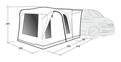 AVANCE HINCHABLE PARA FURGONETA OUTWELL DAYTONA AIR | ALTURA 175-200 CM | MONTAJE RÁPIDO