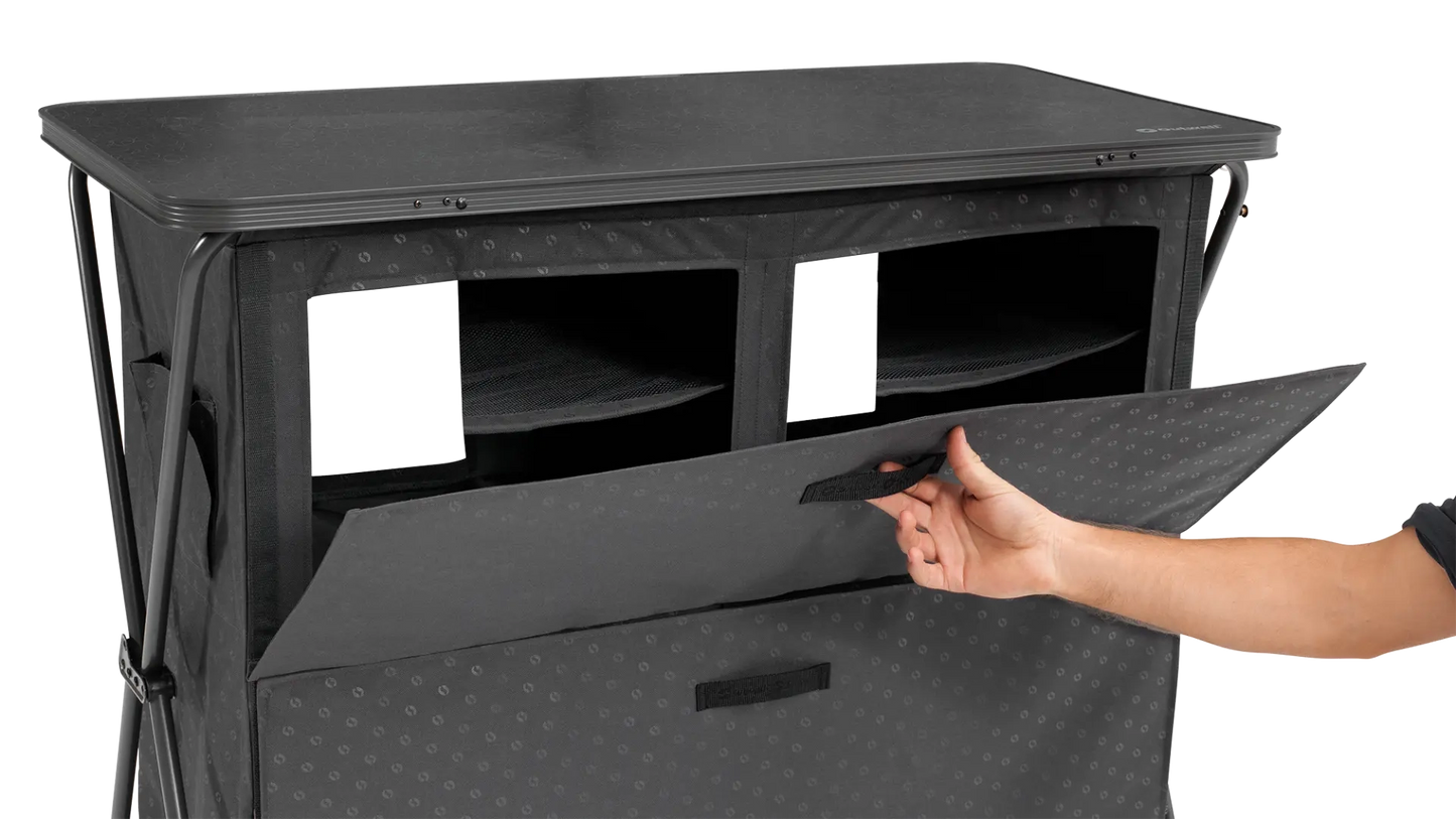 MUEBLE DE ALMACENAMIENTO PREMIUM OUTWELL | PUERTA MAGNÉTICA RÍGIDA | ARMARIO DE CAMPING PLEGABLE DE 6 ESTANTES