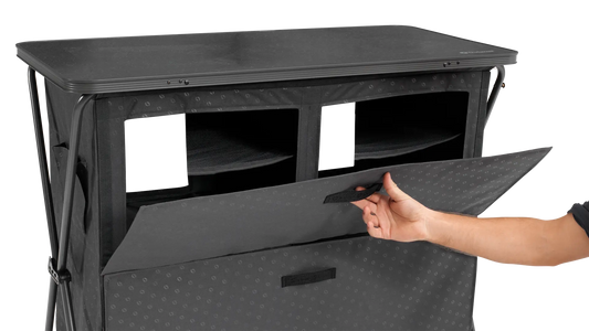 MUEBLE DE ALMACENAMIENTO PREMIUM OUTWELL | PUERTA MAGNÉTICA RÍGIDA | ARMARIO DE CAMPING PLEGABLE DE 6 ESTANTES