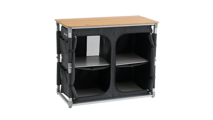 MUEBLE DE COCINA Y ALMACENAMIENTO OUTWELL PADRES XL | ENCIMERA DE BAMBÚ | ARMARIO PLEGABLE DE 4 ESTANTES