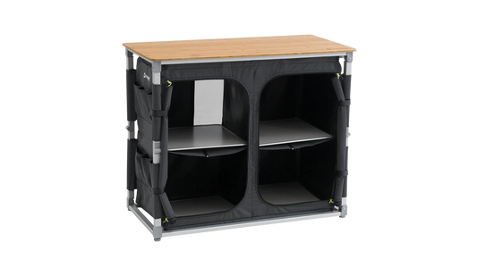 MUEBLE DE COCINA Y ALMACENAMIENTO OUTWELL PADRES XL | ENCIMERA DE BAMBÚ | ARMARIO PLEGABLE DE 4 ESTANTES