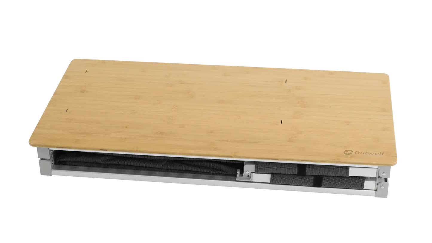 MUEBLE DE COCINA Y ALMACENAMIENTO OUTWELL PADRES XL | ENCIMERA DE BAMBÚ | ARMARIO PLEGABLE DE 4 ESTANTES