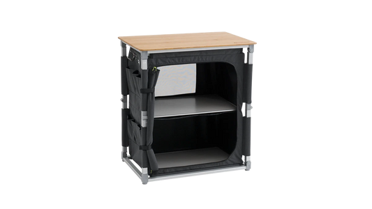 MUEBLE DE ALMACENAMIENTO OUTWELL PADRES | ENCIMERA DE BAMBÚ | ARMARIO DE CAMPING PLEGABLE CON SOPORTE DE LAVADO