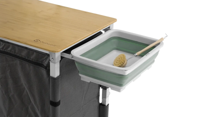 MUEBLE DE COCINA Y ALMACENAMIENTO OUTWELL PADRES XL | ENCIMERA DE BAMBÚ | ARMARIO PLEGABLE DE 4 ESTANTES