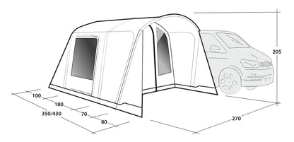 AVANCE HINCHABLE PARA FURGONETA OUTWELL TALLADEGA AIR | ALTURA 175-200 CM