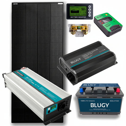 BLUGY PACK DE ENERGÍA PREMIUM DE LITIO 12V CON INVERSOR 2000W