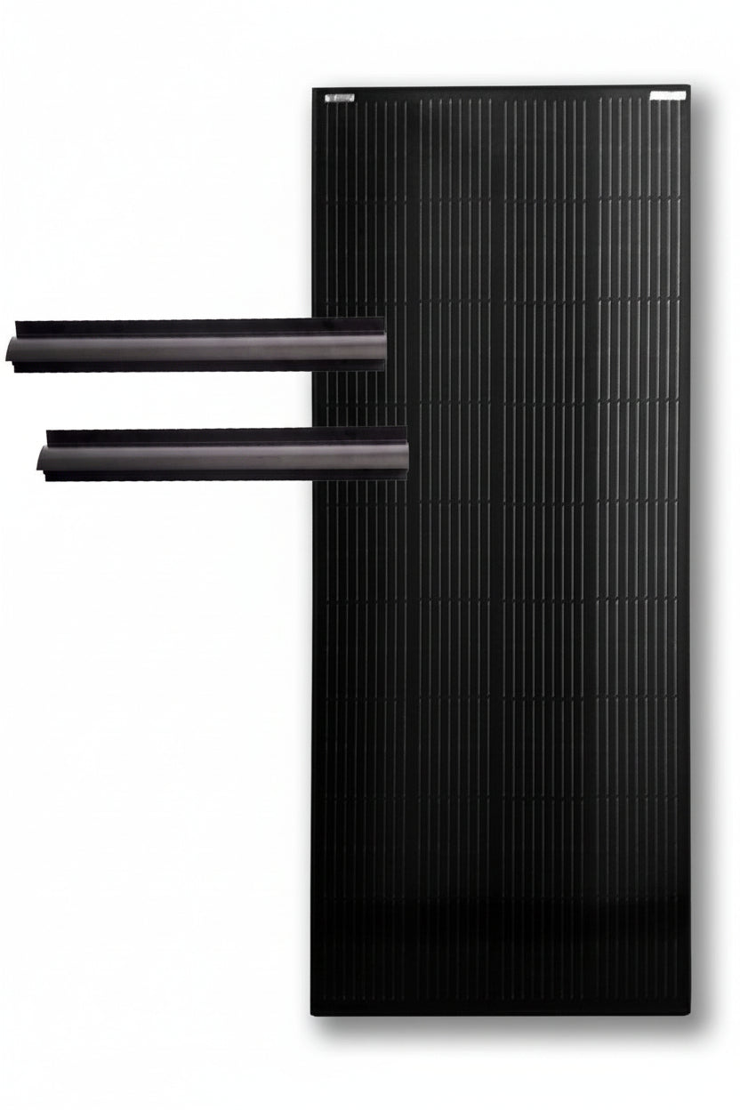 BLUGY PANEL SOLAR MONOCRISTALINO NEGRO 180W CON SOPORTES PARA CAMPER Y AUTOCARAVANA